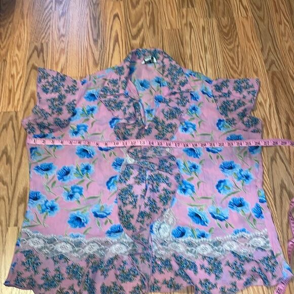 Coquette Blouse, Robbie Bee Floral Top, blue, pink, 16W - Picture 5 of 7